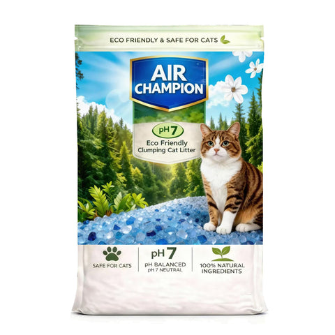 Air Champion Eco Friendly Clumping Cat Litter Cat Litter Crystals Kitty Litter Odor Control Crystal Litter Non Clumping No scooping Low Dust, Low Tracking, Lightweight, Dehydrates Waste,– 19.8 lbs (6 x 3.3 lb Packs)