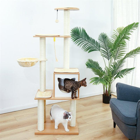 Modern Cat Tree Tower for Indoor Cats with Hammock - Made4Pets