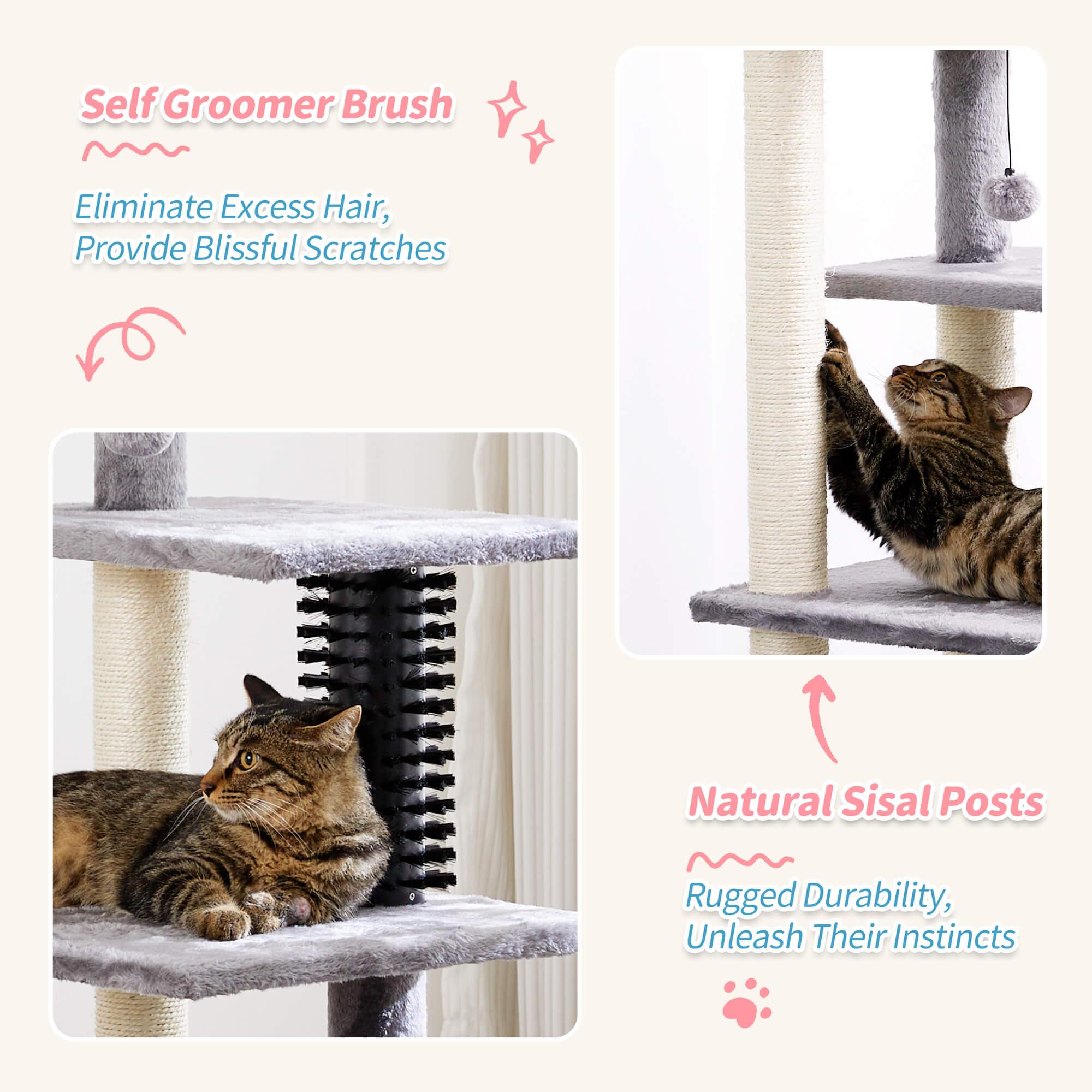 Multi-Level Large Cat Condo with Scratching Posts and Pompoms - Made4Pets