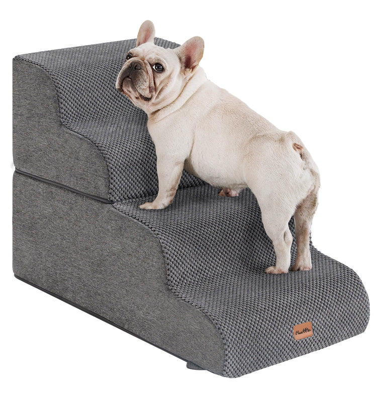 Made4Pets Dog Stairs Ramp for Bed, 4-Step Dog Steps for High Bed Couch Sofa Climbing, Gray