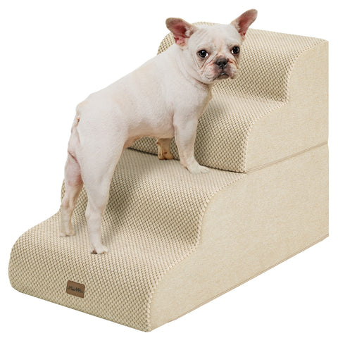 Made4Pets Dog Stairs Ramp for Bed, 4-Step Dog Steps for High Bed Couch Sofa Climbing, Beige