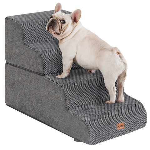 Made4Pets Dog Stairs Ramp for Bed, 4-Step Dog Steps for High Bed Couch Sofa Climbing, Gray
