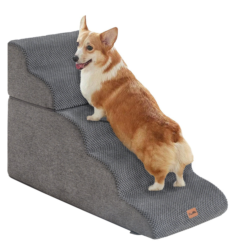 Made4Pets Dog Stairs Ramp for High Bed, 5-Step Pet Stairs for Bed Couch Sofa Climbing, Gray