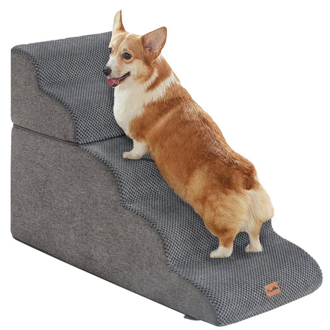 Made4Pets Dog Stairs Ramp for High Bed, 5-Step Pet Stairs for Bed Couch Sofa Climbing, Gray