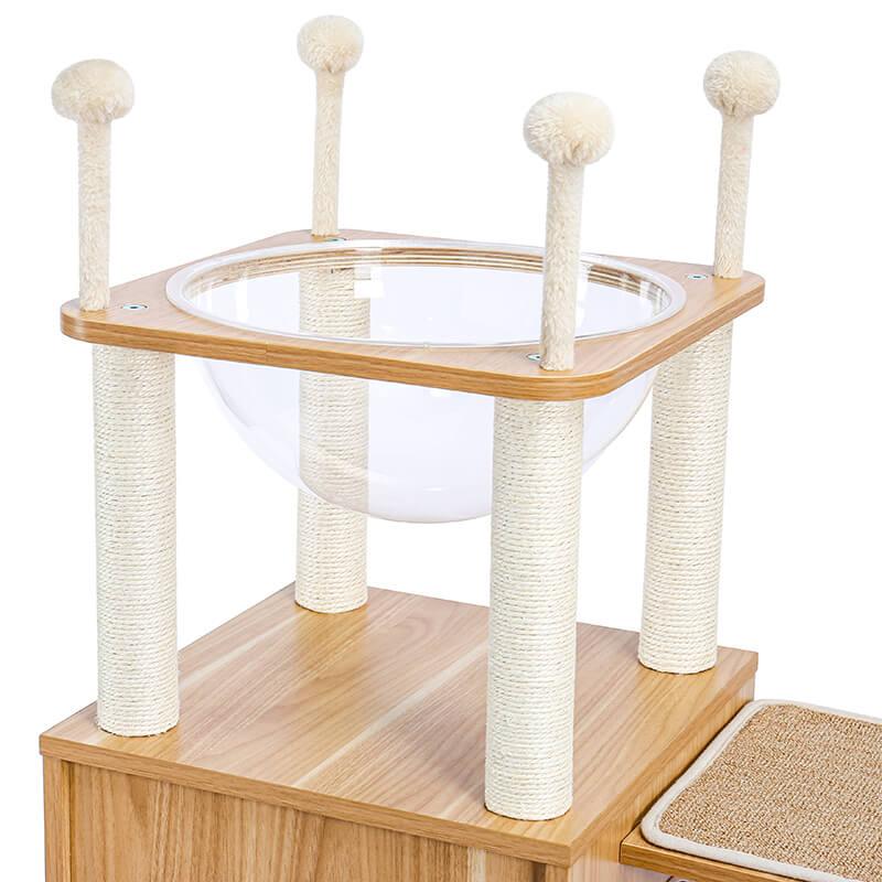 Modern Cat Tree for Large Cat with Clear Bowl & Scratch Post - Made4Pets