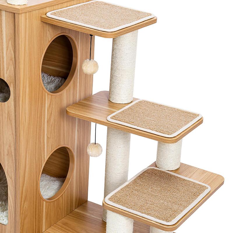 Modern Cat Tree for Large Cat with Clear Bowl & Scratch Post - Made4Pets