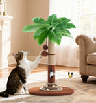 Made4Pets Palm Tree Cat Scratching Post with Sisal Rope, Interactive Hanging Balls, Toy Mouse and Two-Layer Ball Track Cat Toys, Cat Scratcher Tower for Indoor Cats and Kittens