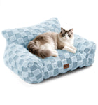 Soft Cat Couch Bed, Faux Fur Checkered Pet Sofa