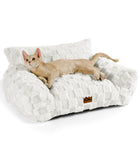 Soft Cat Couch Bed, Faux Fur Checkered Pet Sofa