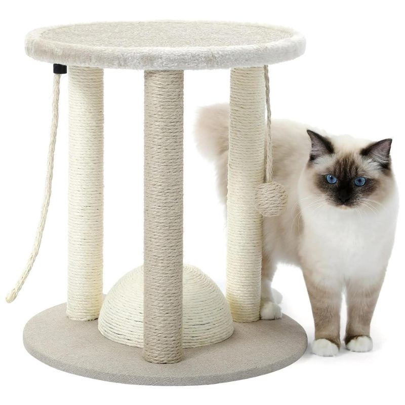 Cat Scratching Posts, Small Cat Tree for Indoor Cats, 4 in 1 Kitten Scratch Ball Toy with Hanging Ball and Sisal Rope