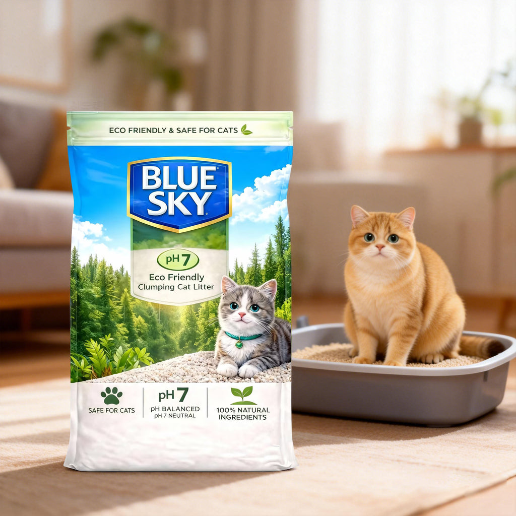 Blue Sky Eco Friendly Clumping Cat Litter Eco-friendly Flushable and compostable. high-polymer absorbent materials and plant-based ingredients